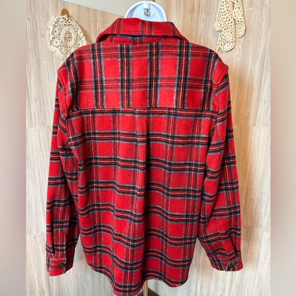 Velvet Heart Vibrant Red Checkered Top Shacket Jacket - Picture 2 of 4